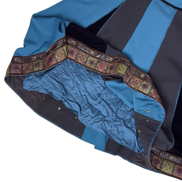 Vintage Spanner Blue Black Colour Block Panel High Waisted A-line Skirt Large - Picture 8 of 12